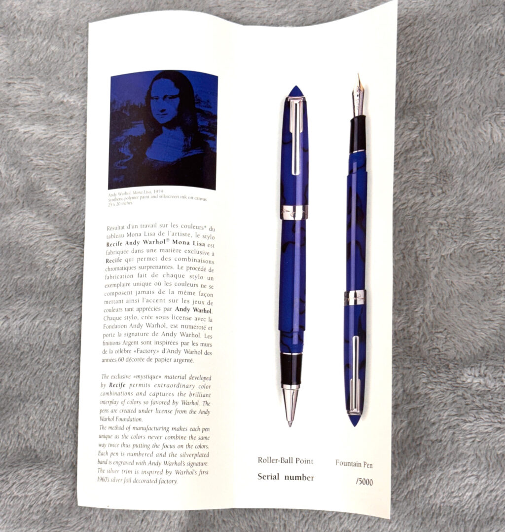 Recife Andy Warhol Mona Lisa Limited Edition Pen Set