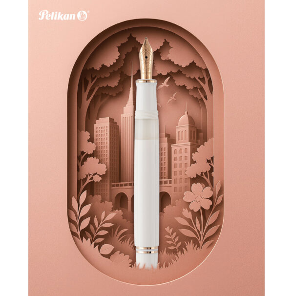 Pelikan Souverän M600 White and Rose Gold Special Edition fountain pen city
