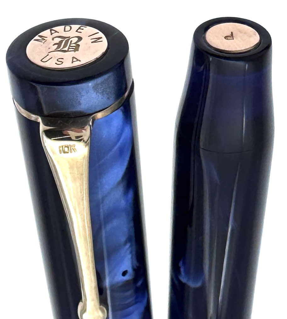 Bexley Blue Deluxe Limited Edition fountain pen - barrel and cap ends