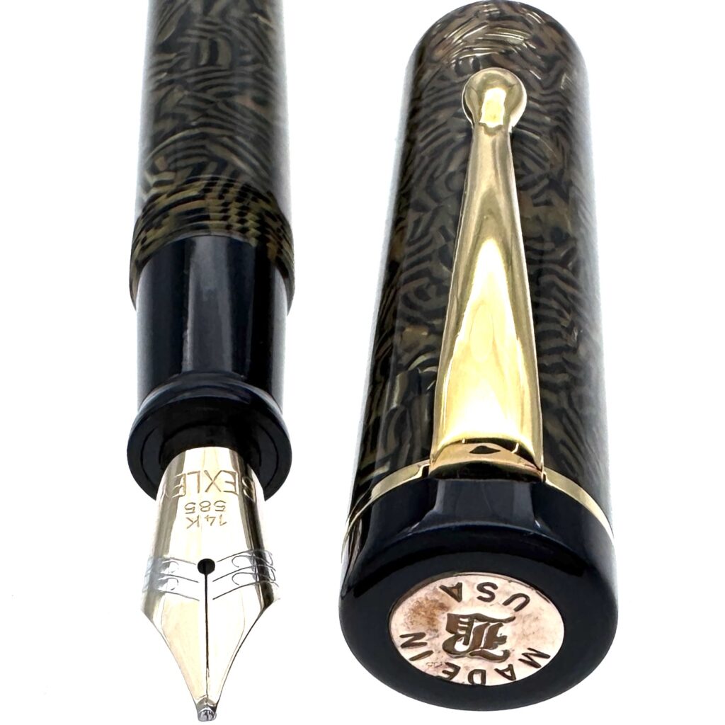 Bexley Tiger Eye fountain pen - nib and cap