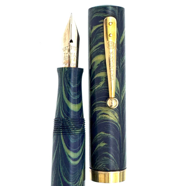 Waterman 94 Blue Ripple fountain pen - cap and barrel