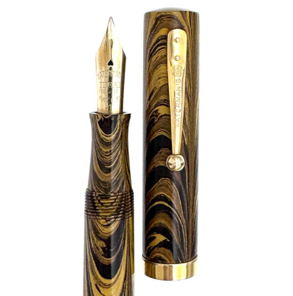 Waterman 94 Olive Ripple fountain pen cap and barrel