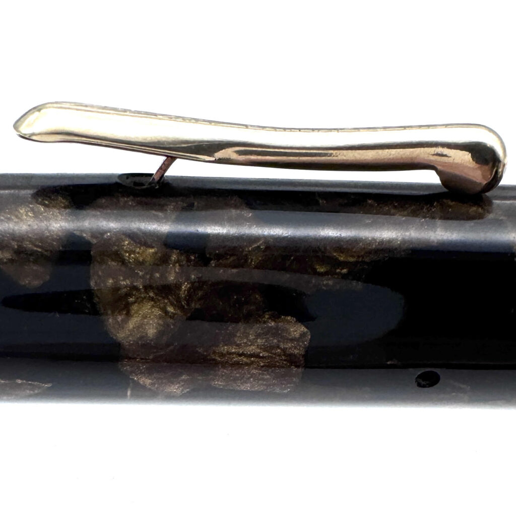 Conklin Endura Senior Black and Bronze Celluloid - clip close up