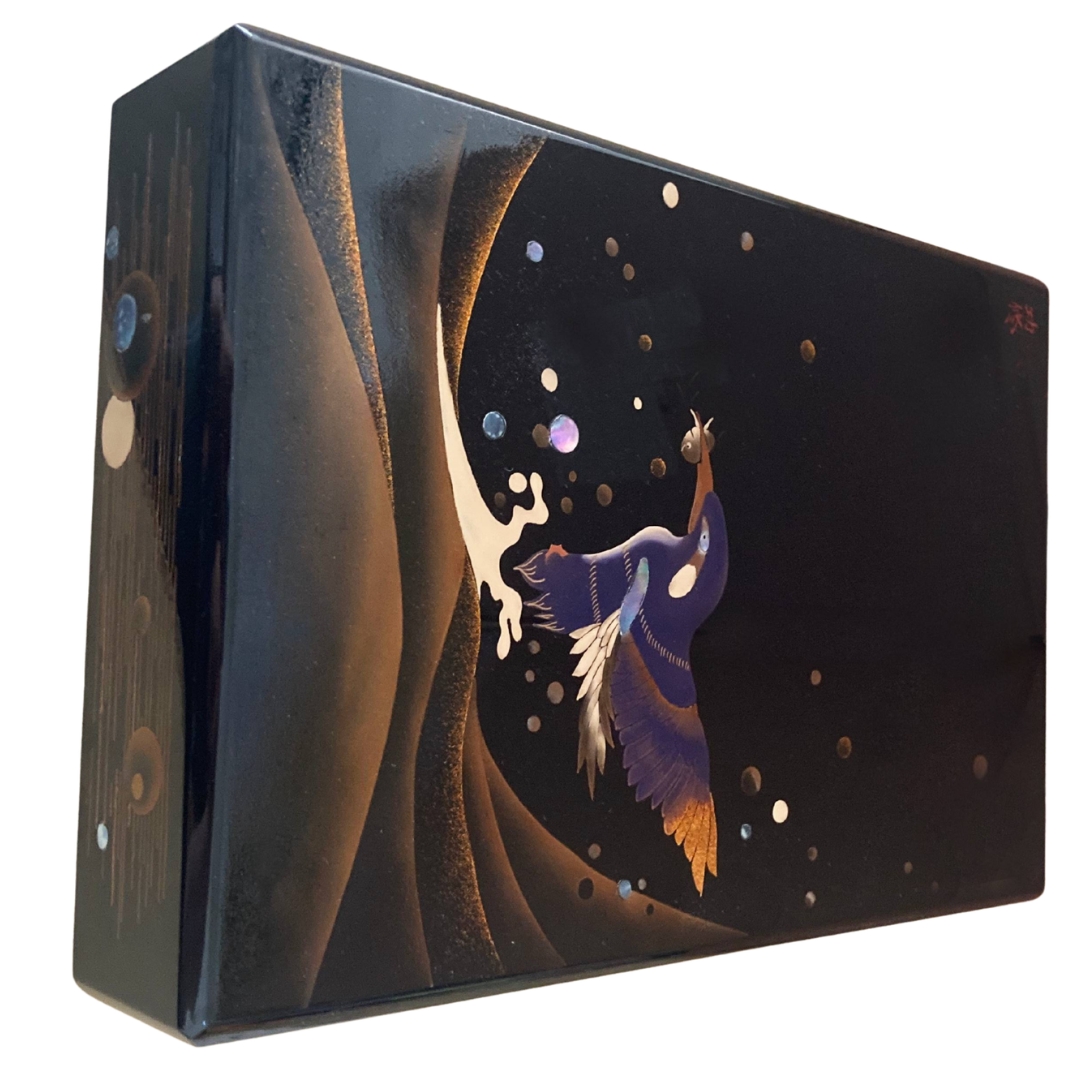 Kingfisher Urushi Maki-e Pen Storage Box